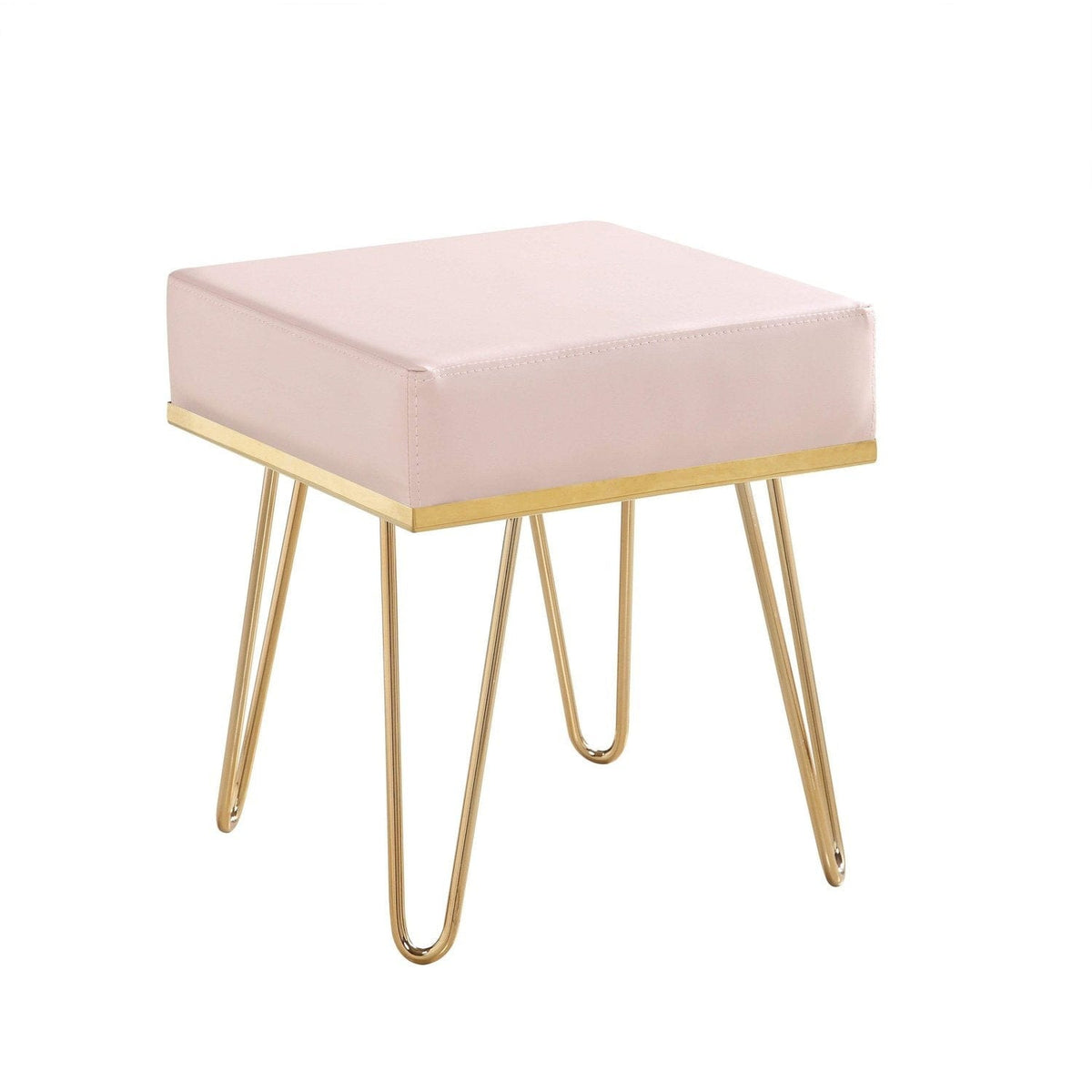 Iconic Home Catania Faux Leather Square Ottoman 