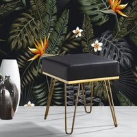 Iconic Home Catania Faux Leather Square Ottoman Black