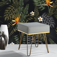 Iconic Home Catania Faux Leather Square Ottoman Grey