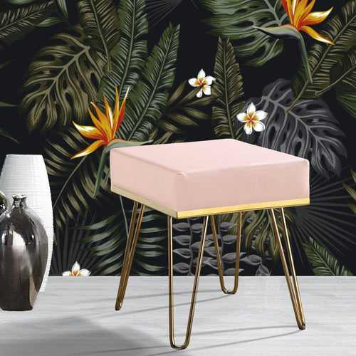 Iconic Home Catania Faux Leather Square Ottoman Rose