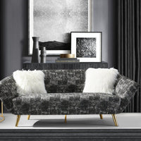 Iconic Home Chateau Sofa Two-Tone Design Gold Metal Legs Black