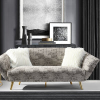 Iconic Home Chateau Sofa Two-Tone Design Gold Metal Legs Brown