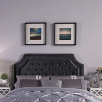 Iconic Home Chava Tufted Velvet Headboard For Bed Black