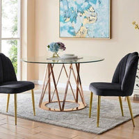 Iconic Home Chelsea Velvet Side Dining Chair Set of 2 Black