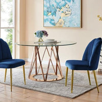 Iconic Home Chelsea Velvet Side Dining Chair Set of 2 Navy