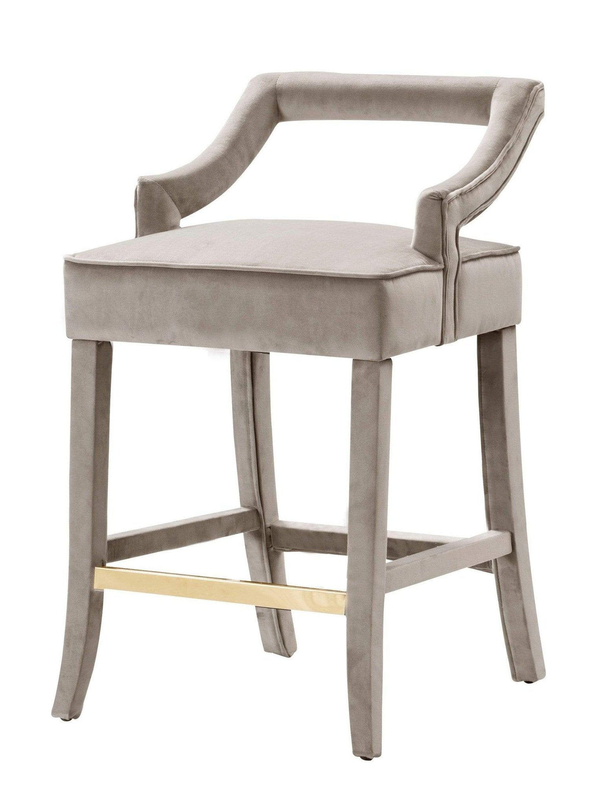 Iconic Home Chiara Velvet Counter Stool Chair Gold Footrest 