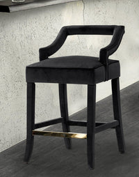 Iconic Home Chiara Velvet Counter Stool Chair Gold Footrest 