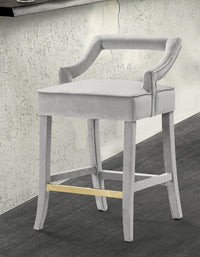 Iconic Home Chiara Velvet Counter Stool Chair Gold Footrest 