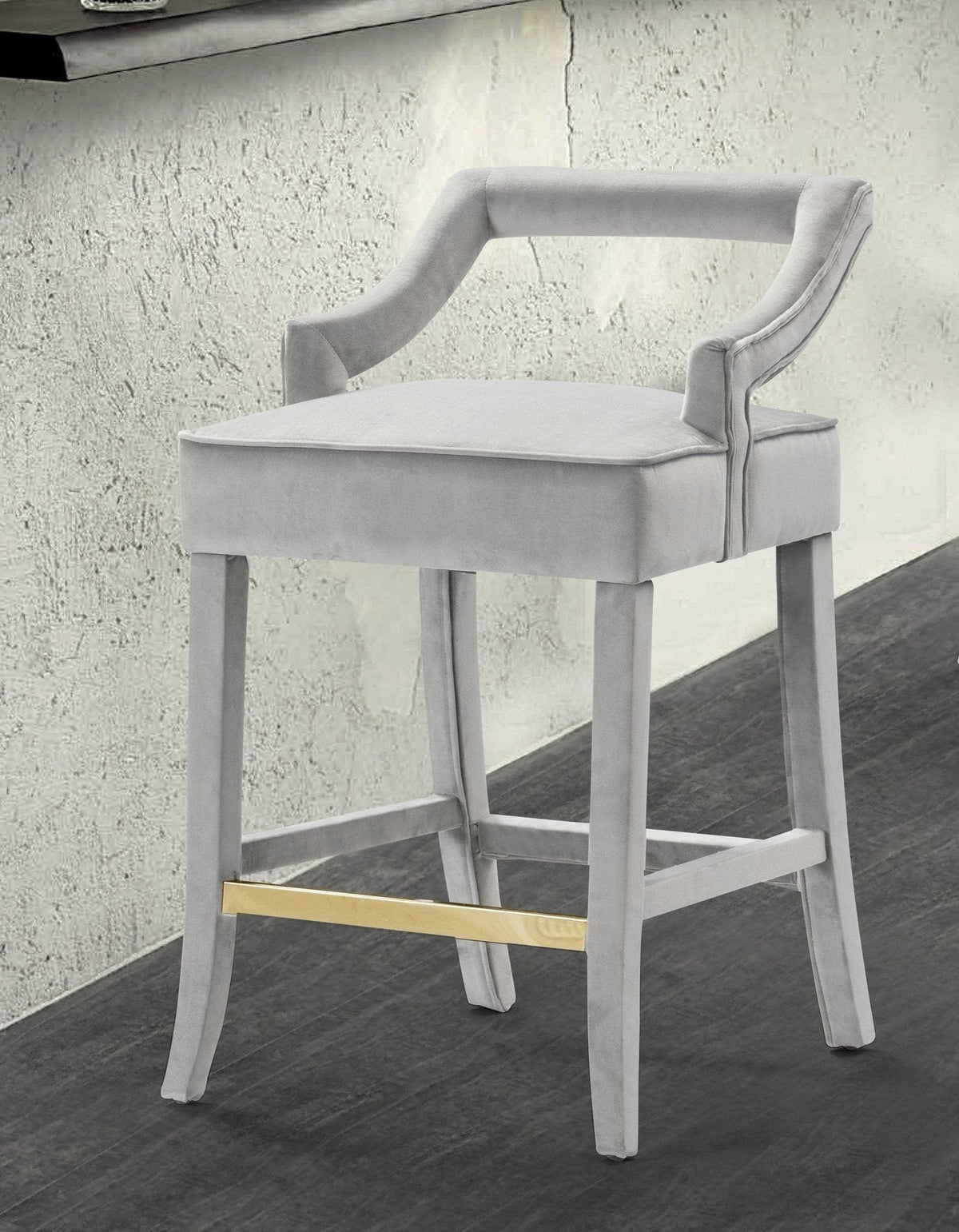 Iconic Home Chiara Velvet Counter Stool Chair Gold Footrest 