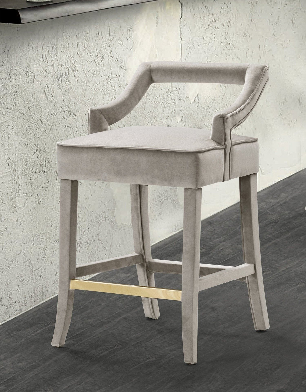 Iconic Home Chiara Velvet Counter Stool Chair Gold Footrest 