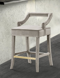 Iconic Home Chiara Velvet Counter Stool Chair Gold Footrest 