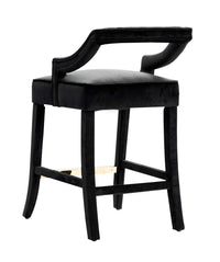 Iconic Home Chiara Velvet Counter Stool Chair Gold Footrest 