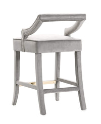 Iconic Home Chiara Velvet Counter Stool Chair Gold Footrest 