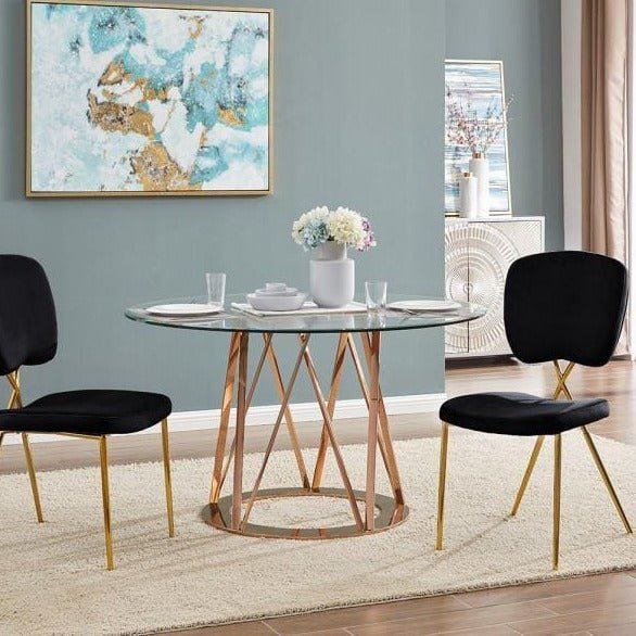 Iconic Home Chrissy Velvet Side Dining Chair Set of 2 Black