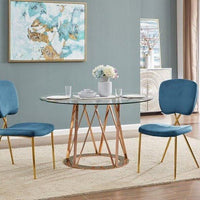 Iconic Home Chrissy Velvet Side Dining Chair Set of 2 Blue
