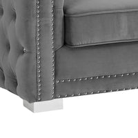 Iconic Home Christophe Button Tufted Velvet Club Chair 