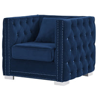 Iconic Home Christophe Button Tufted Velvet Club Chair 