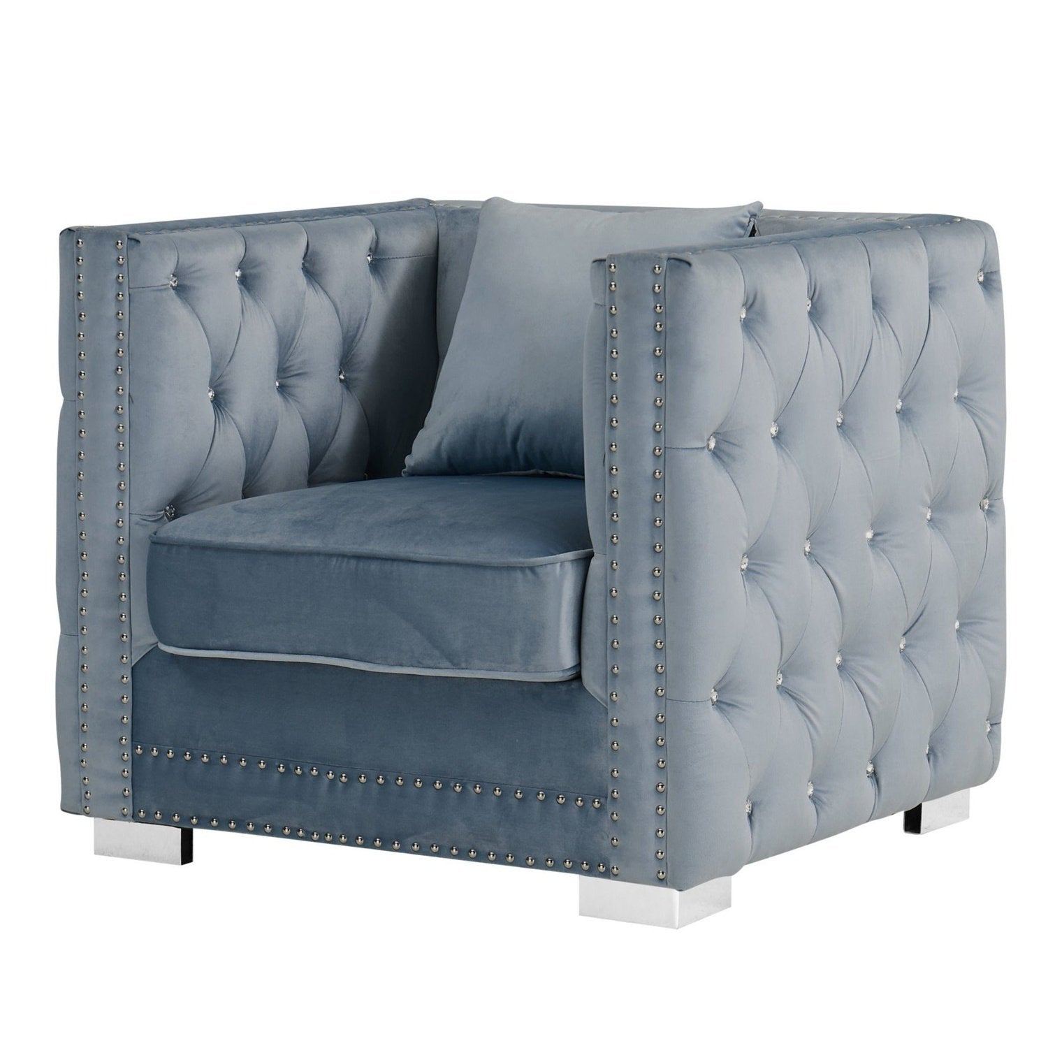 Iconic Home Christophe Club Chair Velvet Tufted Shelter Arm Design – Chic  Home