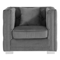 Iconic Home Christophe Button Tufted Velvet Club Chair 