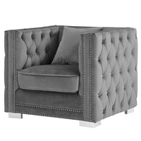 Iconic Home Christophe Button Tufted Velvet Club Chair 