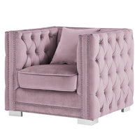 Iconic Home Christophe Button Tufted Velvet Club Chair 