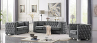 Iconic Home Christophe Tufted Velvet Loveseat Sofa 