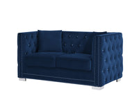 Iconic Home Christophe Tufted Velvet Loveseat Sofa 