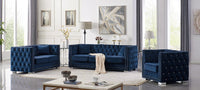 Iconic Home Christophe Tufted Velvet Loveseat Sofa 