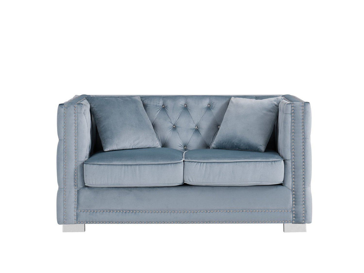 Iconic Home Christophe Tufted Velvet Loveseat Sofa 