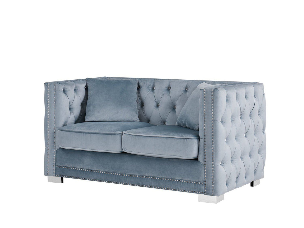 Iconic Home Christophe Tufted Velvet Loveseat Sofa 
