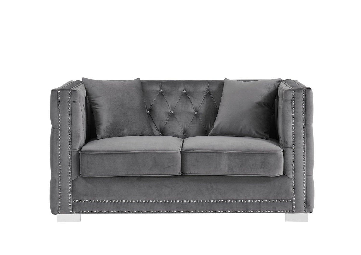 Iconic Home Christophe Tufted Velvet Loveseat Sofa 