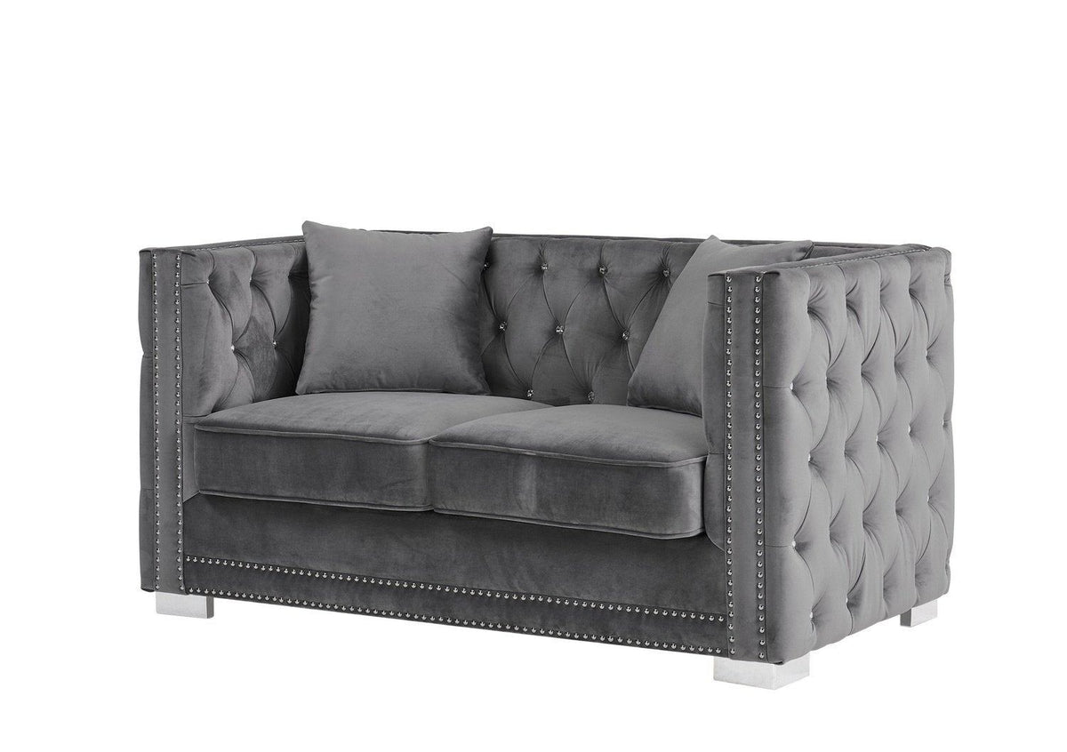 Iconic Home Christophe Tufted Velvet Loveseat Sofa 