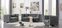 Iconic Home Christophe Velvet Button Tufted Sofa 