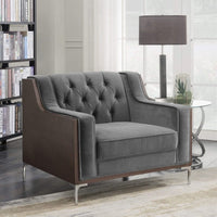 Iconic Home Clark Button Tufted Velvet Club Chair Grey