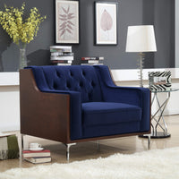 Iconic Home Clark Button Tufted Velvet Club Chair Navy