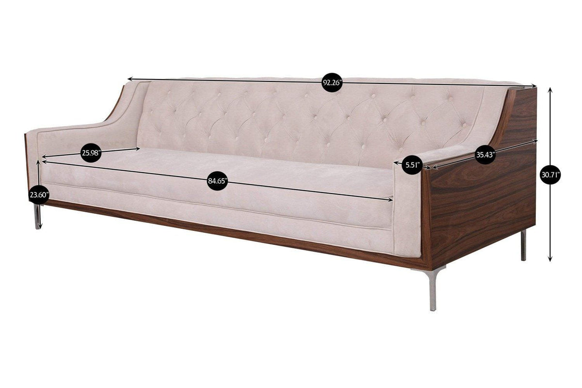 Iconic Home Clark Velvet Sofa 