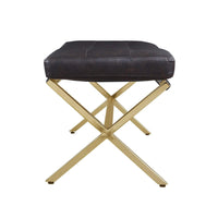 Iconic Home Claudio Tufted Faux Leather Bench X-Frame 
