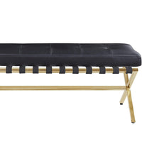 Iconic Home Claudio Tufted Faux Leather Bench X-Frame 