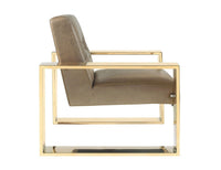 Iconic Home Colton Faux Leather Accent Club Chair Brass Frame 
