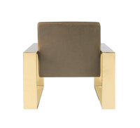 Iconic Home Colton Faux Leather Accent Club Chair Brass Frame 