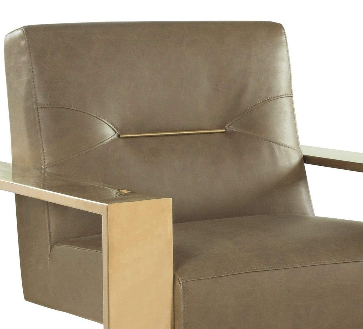 Iconic Home Colton Faux Leather Accent Club Chair Brass Frame 
