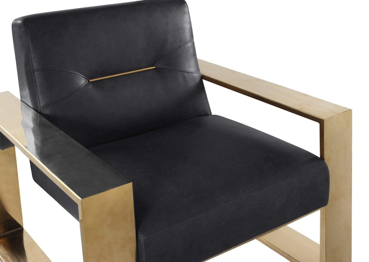 Iconic Home Colton Faux Leather Accent Club Chair Brass Frame 