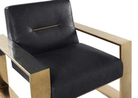 Iconic Home Colton Faux Leather Accent Club Chair Brass Frame 