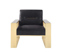 Iconic Home Colton Faux Leather Accent Club Chair Brass Frame 