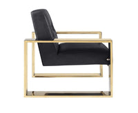 Iconic Home Colton Faux Leather Accent Club Chair Brass Frame 