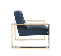 Iconic Home Colton Faux Leather Accent Club Chair Brass Frame 