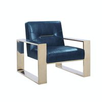 Iconic Home Colton Faux Leather Accent Club Chair Brass Frame 