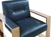Iconic Home Colton Faux Leather Accent Club Chair Brass Frame 