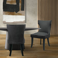 Iconic Home Conrad Faux Leather Velvet Side Dining Chair Set of 2 Grey
