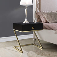 Iconic Home Cordoba End Side Table | Nightstand Black